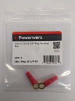 Gold 12-10 GA 1/4" Ring Terminal, Red 2Pk