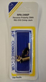 RP-SMA Jack 3-Piece Crimp-On RG-174 RG-316/U (Gold)