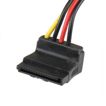 12in LP4 to 2x Right Angle Latching SATA Power 4 Pin Molex/2SATA
