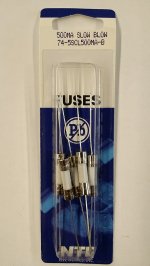 0.5 Amp (500mA) S505-V Axial Ceramic Fuse 5Pk Slow Blow 5x20mm