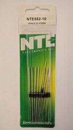 NTE552-10 Si, Rect, Gen Purp, Fast Recov, 600V 1A 200NS (10Pk)