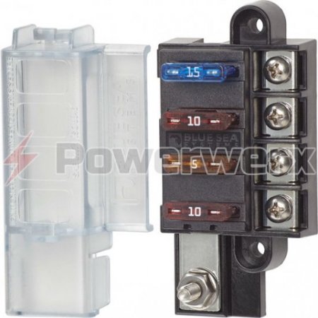 Blue Sea 5045 4 Circuit ST Blade Compact Fuse Block with Cover
