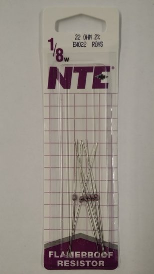 22 Ohm, 1/8W, 2% Metal Film Flameproof Resistor (6Pk)