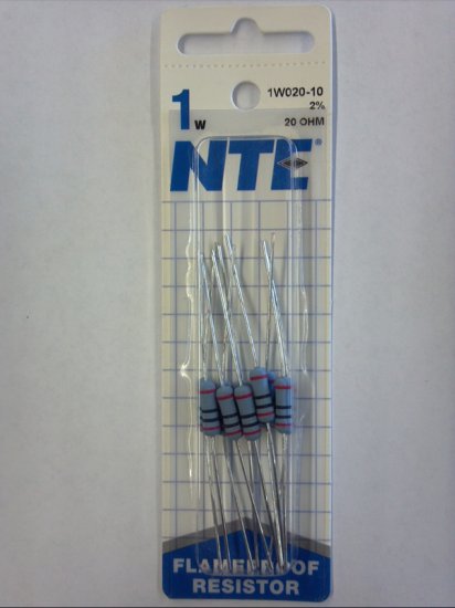 20 Ohm 1 Watt Metal Oxide Film Resistor (10Pk) 2% Tolerance