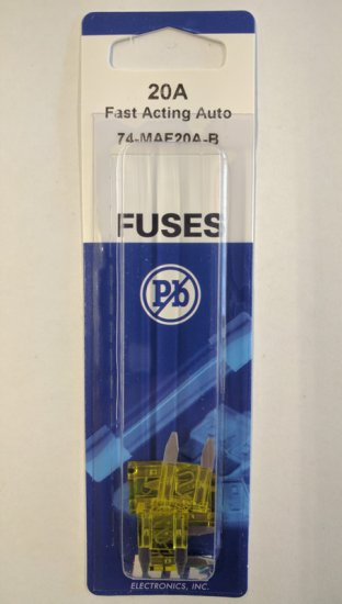 20 Amp Yellow (ATM) Mini-Blade Fuse 32V (5Pk) Fast Acting