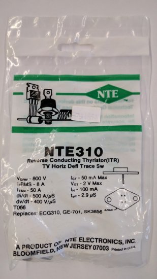 NTE310 Rev Cond Thyristor (ITR) TV Horiz Defl & Trace Switch