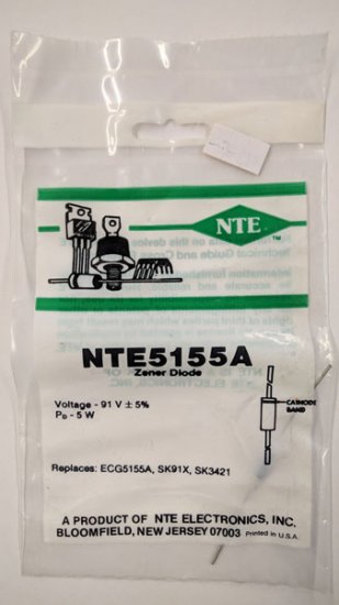 NTE5155A Zener Diode 91.0V 5W Axial Leaded