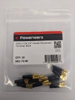 Gold 12 GA 1/4" Female Disconnect Terminal, Black 10Pk