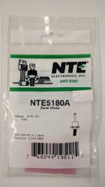 NTE5180A Zener Diode 6.2V 10W, DO-4 Anode Case