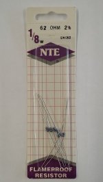 62 Ohm, 1/8W, 2% Metal Film Flameproof Resistor (6Pk)