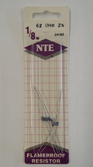 62 Ohm, 1/8W, 2% Metal Film Flameproof Resistor (6Pk)