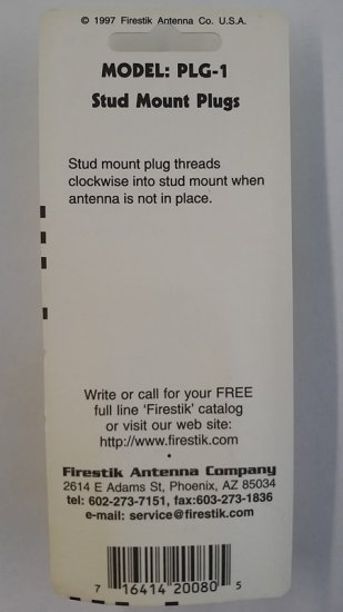 Stud Mount Plug 3/8"x24 (2Pk)