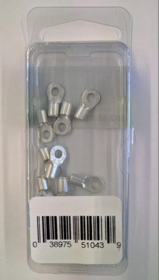 Ring Terminal Non-Insulated 16-14Awg #4 Stud (15Pk)