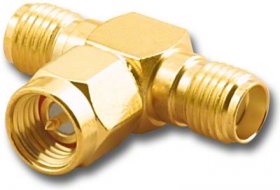 SMA "T" Adapter Jack-Plug-Jack (Gold)