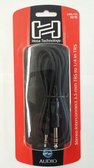 10Ft Stereo Interconnect Cable 3.5mm TRS to 1/4in TRS
