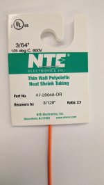 3/64" Orange 48" Thin Wall 2:1 Polyolefin Heat Shrink Tubing