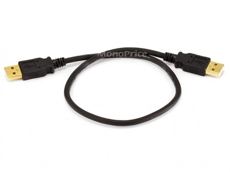 1.5Ft Black USB 2.0 A Male to A Male 28/24AWG Cable (Gold)
