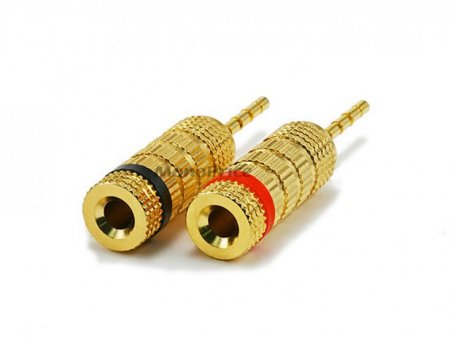 Speaker Pins Closed Screw Type (Gold) Red/Black (1 Pair)
