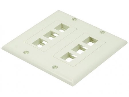 2-Gang Wall Plate for Keystone, 6 Hole - Ivory