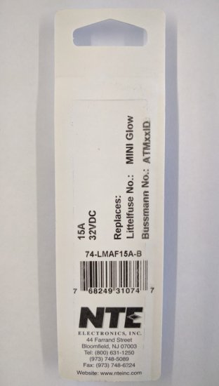15 Amp Blue (ATM) Lighted Mini-Blade Fuse 32V (5Pk) Fast Acting