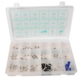 5x20mm Glass Assorted Fuse Kit, Slow/Fast/Holders/Clips/Blocks