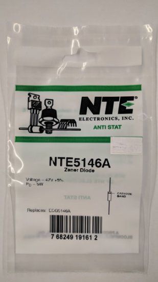 NTE5146A Zener Diode 47.0V 5W Axial Leaded