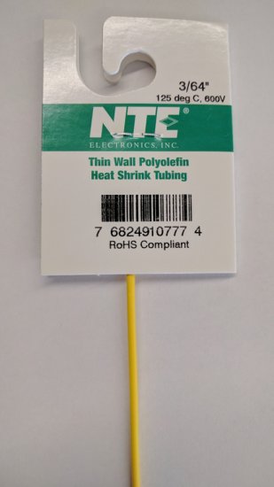 3/64" Yellow 48" Thin Wall 2:1 Polyolefin Heat Shrink Tubing