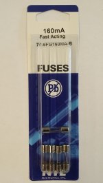 0.16 Amp (160mA) GMA Glass Fuse (5Pk) Fast Acting 5x20mm NTE