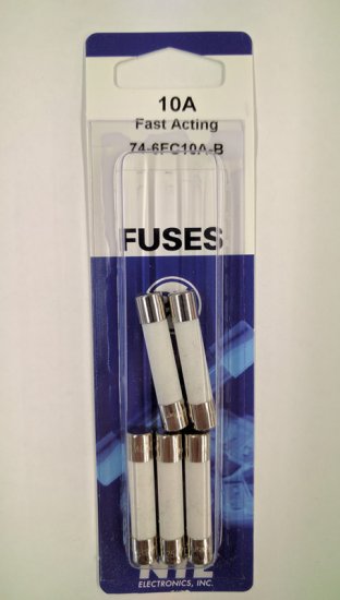 10 Amp (3AB) Ceramic Fuse (5Pk) Fast Acting 6x30mm