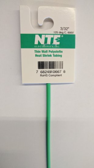 3/32" Green 48" Thin Wall 2:1 Polyolefin Heat Shrink Tubing