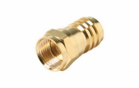 F Plug Hex Crimp-On Connector Long Barrel RG-59/U (10Pk) Gold