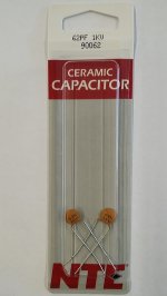 62pf/0.062nf/0.000062uf 1000V Ceramic Disc Capacitor (2Pk)