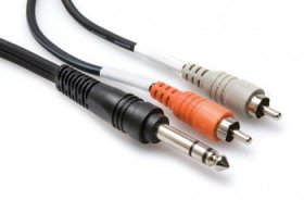 13.2Ft (4m) Insert Cable 1/4in TRS to Dual RCA