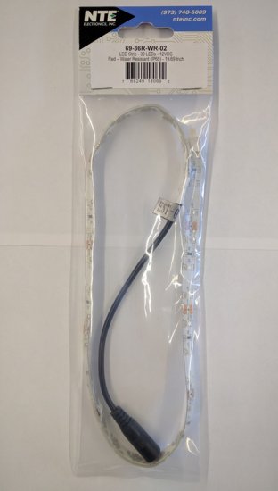 Flexible LED Strip Red 19.69In(0.5M)IP65 30 (3528) LEDs 12V 2.4W