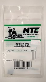NTE170 Silicon Bridge Rectifier 1000V 2A