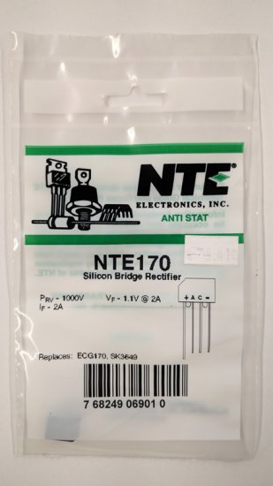 NTE170 Silicon Bridge Rectifier 1000V 2A