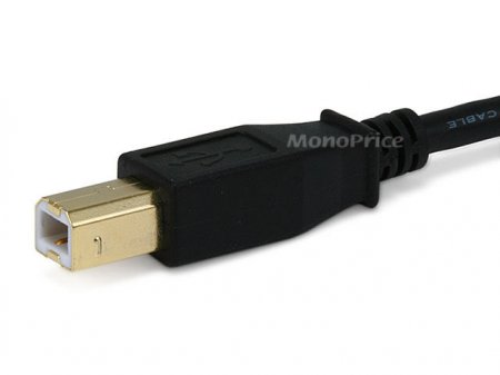 1.5Ft Black USB 2.0 A Male to B Male 28/24AWG Cable - (Gold)