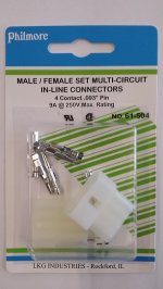 4 Pin Male/Female Pair 0.093" Pins 12A Mated Housings (Molex)