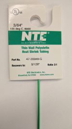 3/64" Green 48" Thin Wall 2:1 Polyolefin Heat Shrink Tubing