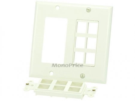2-Gang Wall Plate for Keystone, 12 Hole - Ivory
