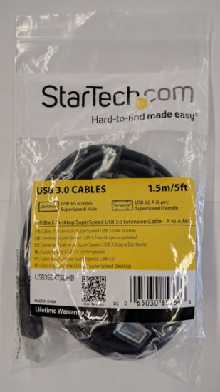 5 ft Black Desktop SuperSpeed USB 3.0 Extension Cable - A/A M/F