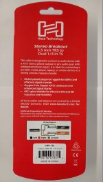 3Ft Stereo Breakout 3.5mm TRS to Dual 1/4in TS