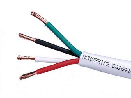 100' 14Awg 4-Conductor Oxygen-Free Pure Bare Copper Speaker Wire
