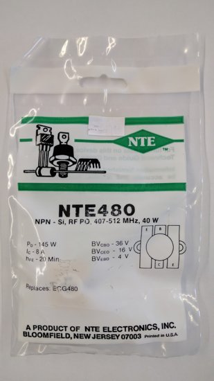 NTE480 T-NPN, Si, RF Power Output (Po 40W@405-512MHz)