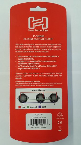 6" Y Cable Dual XLR3F to XLR3M