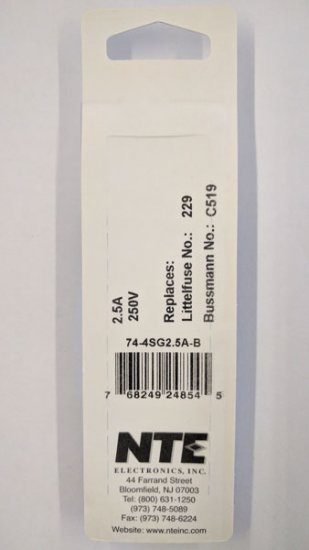 2.5 Amp (2AG) 4.5x15mm Fuse (5Pk) Slow Blow