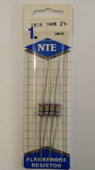 160K Ohm 1 Watt Metal Oxide Film Resistor (4Pk) 2% Tolerance