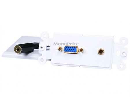VGA / (3.5mm) 1/8" Stereo Jack Audio Wall Plate (Gold Plated)