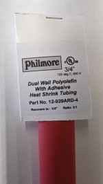 3/4" Red 48" Dual Wall 3:1 Polyolefin Heat Shrink w/Adhesive