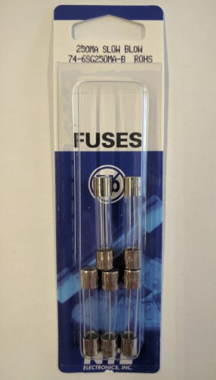 0.25 Amp (250mA) MDL Glass Fuse (5Pk) Slow Blow 6x30mm